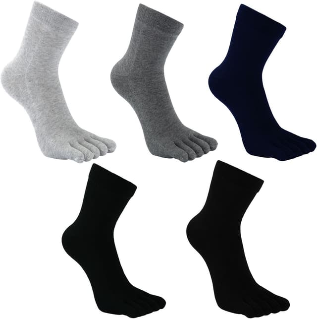 Detalle de Calzini uomo con dita separate (5 dita) in cotone, confezione 3/4/5 paia, taglie 39-44 o 45-48