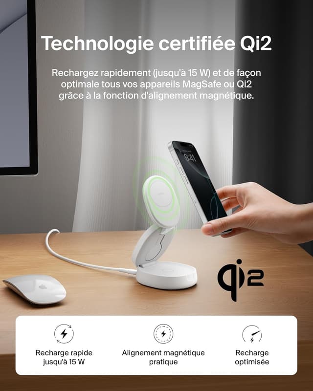 Thumbnail 3 de Belkin BoostCharge Station 3-en-1 Qi2 MagSafe 15 W