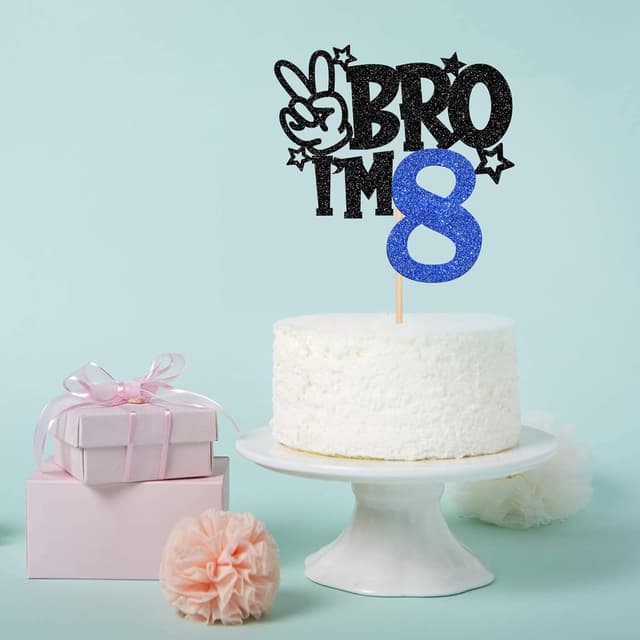 Detalle 1 de Glitzer Tortendeko BRO I'm 8, 1 Stück