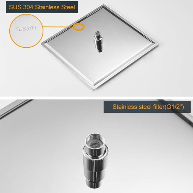 Detalle de BESy 12 inch square rain shower head in polished chrome (G1/2”)