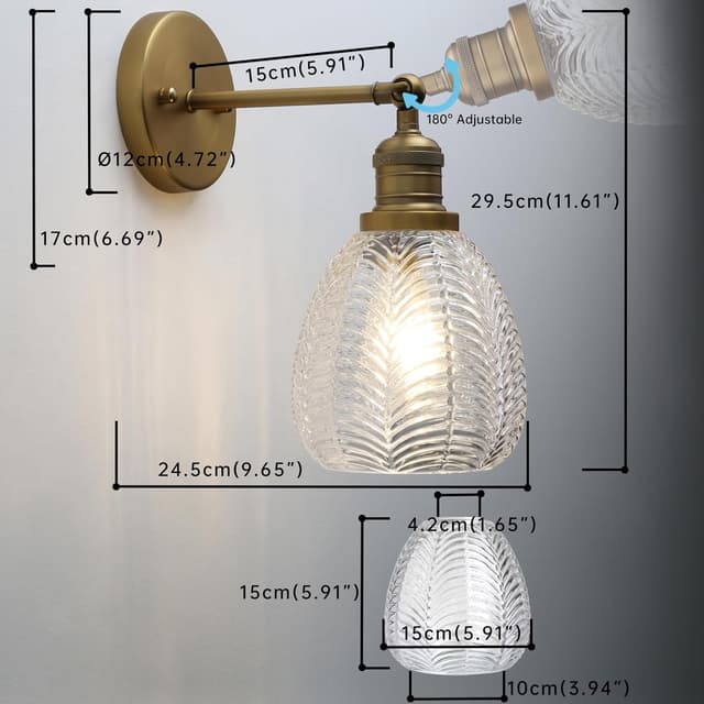 Thumbnail 6 de Phansthy E27 Vintage Wandleuchte mit 60 W