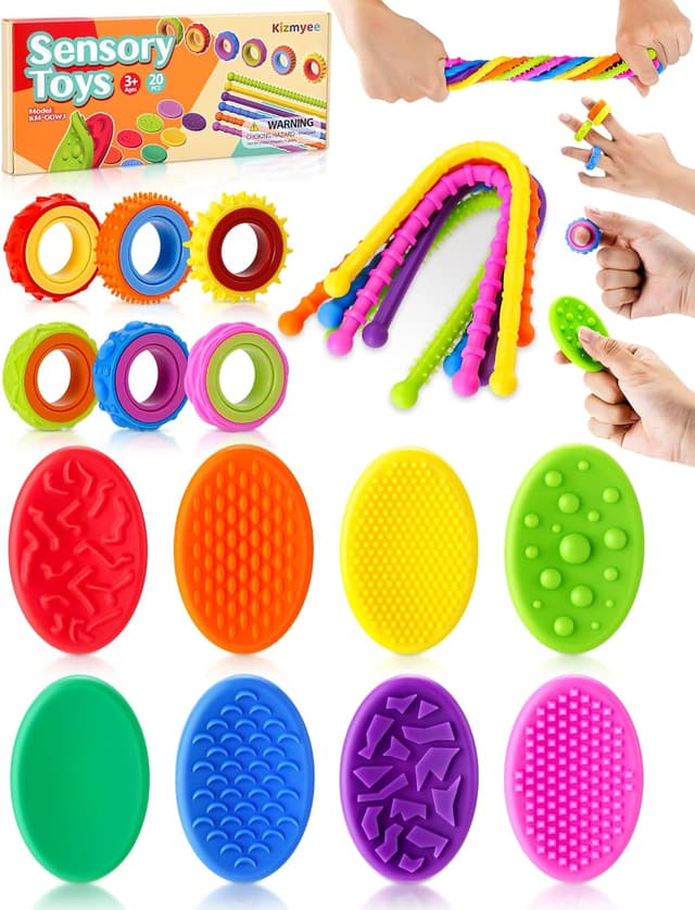 Detalle de Kizmyee 20-teiliges Fidget Toys Set aus Silikon – Sensorikspielzeug zum Stressabbau für Kinder und Erwachsene