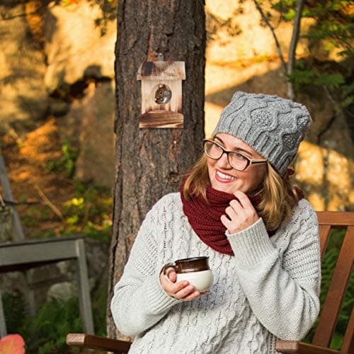 Detalle de Relaxdays Comedero para Ardillas de Madera, Marrón Oscuro 🐿