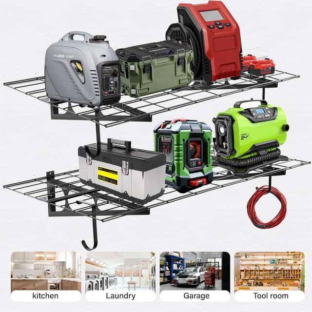 Detalle de 2 Mensole da Garage con Ganci (2 pezzi) 61 x 121,9 cm in metallo