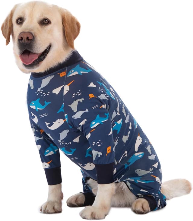 Detalle 2 de BT Bear Large Dog Onesie PJS recovery-style dog jumpsuit with joint protection, Dark Blue (XL)