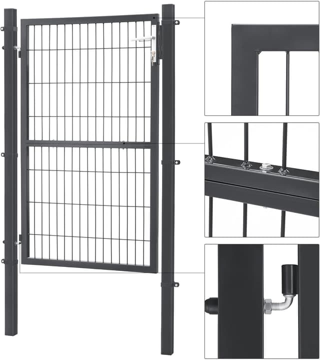 Thumbnail 2 de SONGMICS Gartentor verzinkter Stahl 106 x 150 cm