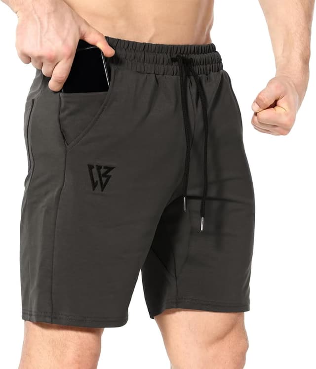 Detalle de ZENWILL Mens Cotton Gym Shorts with Zip Pockets (Running, Workout & Tennis)