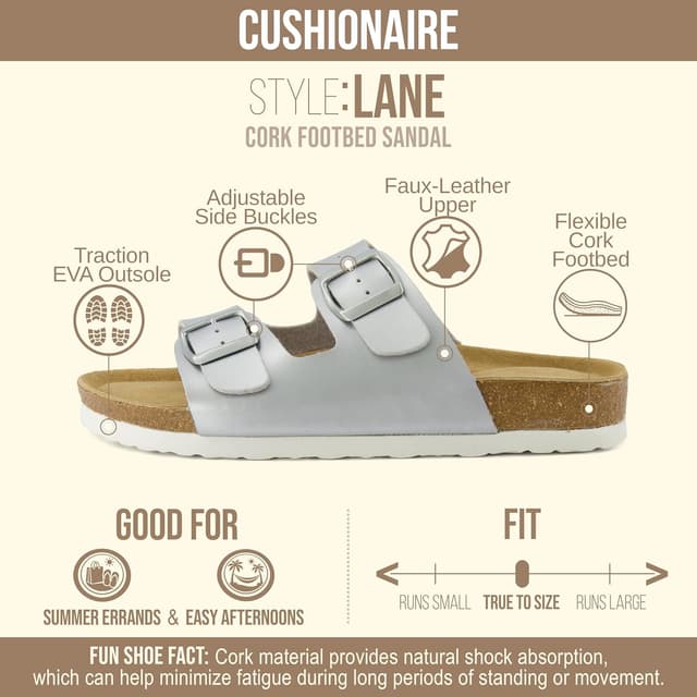 Detalle 2 de CUSHIONAIRE Lane Cork Footbed Sandals 1.25