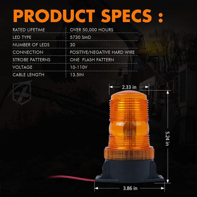 Thumbnail 6 de Xprite 30 LED Amber Forklift Beacon Strobe Light (10-110V) – 4-Pack
