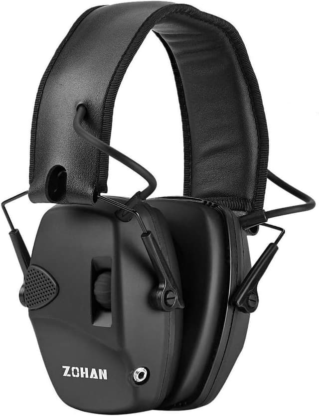 Detalle de Casque anti-bruit ZOHAN 054 électronique pour tir, SNR 27 dB / NRR 22 dB, coussinets remplaçables (noir)