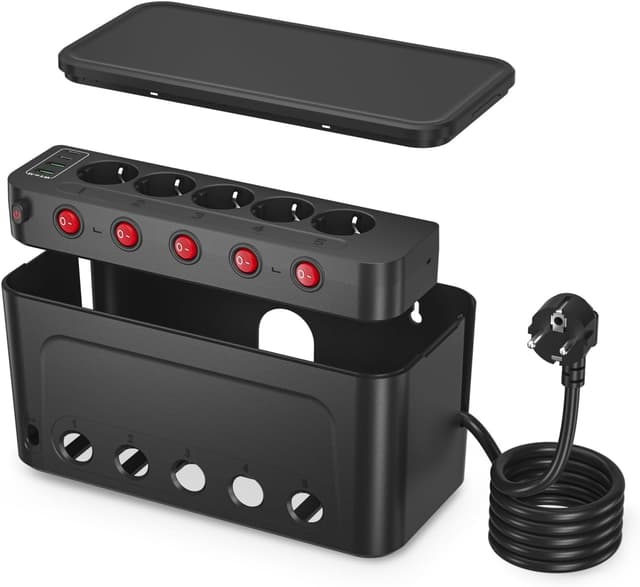 Imagen de Scatola Porta Cavi con Ciabatta Multipresa 5 Prese Nero en OfertitasTOP