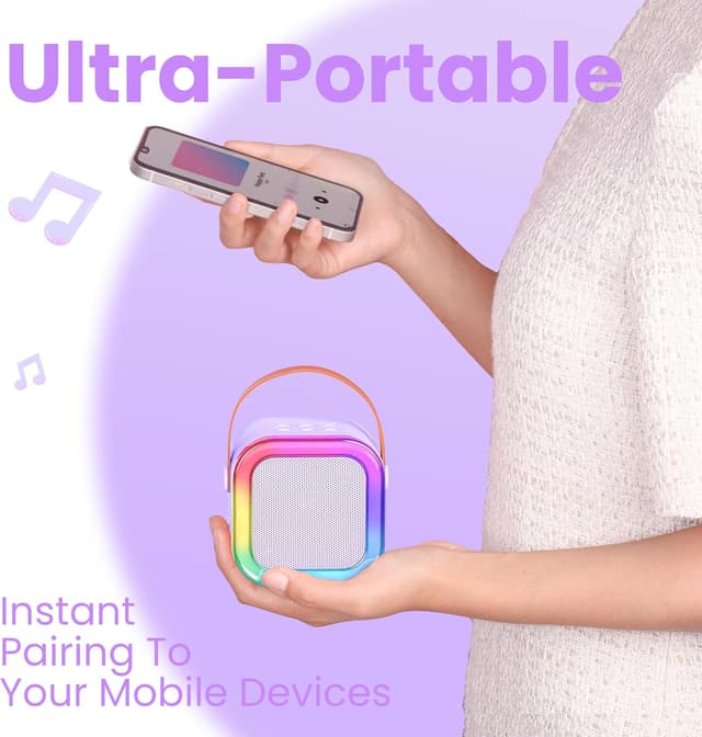 Detalle 2 de Ankuka Karaoke Infantil con 2 Micrófonos Inalámbricos 🎤