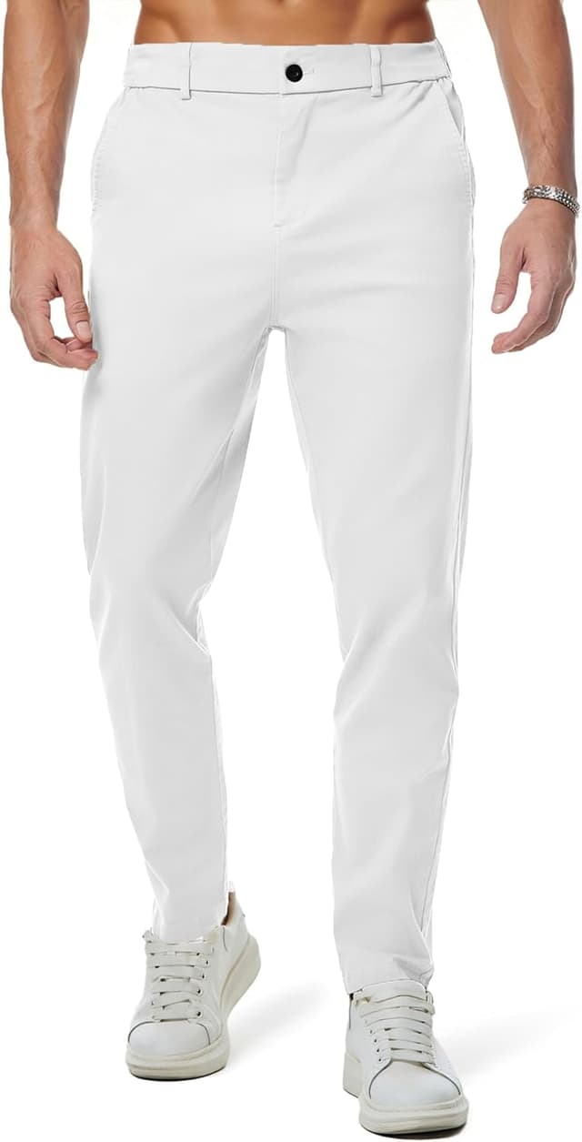 Detalle de JMIERR Herren Chino Stretch Cargohose aus Baumwolle mit elastischem Bund und Taschen