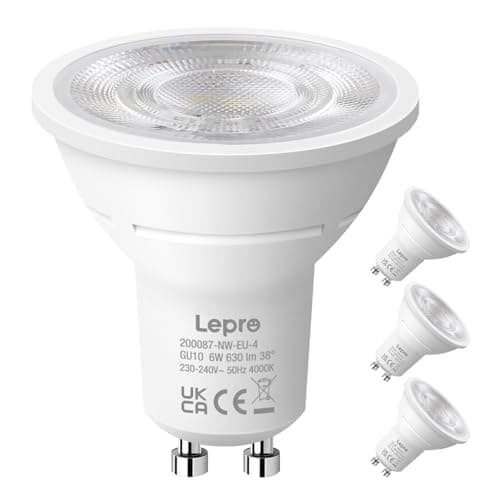 Detalle de Lepro Bombilla LED GU10 Blanco Natural 4000K 6W (equiv. 80W) 630 lm, 38° no regulable, pack 4