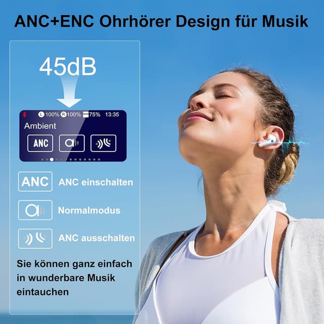 Detalle 2 de Bluetooth Kopfhörer 2025 mit Touchscreen und ANC
