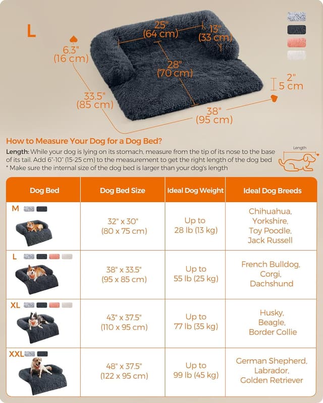 Detalle 2 de Feandrea FluffyHug dog sofa bed cover (PGW222G02) – dark grey, L size for medium dogs