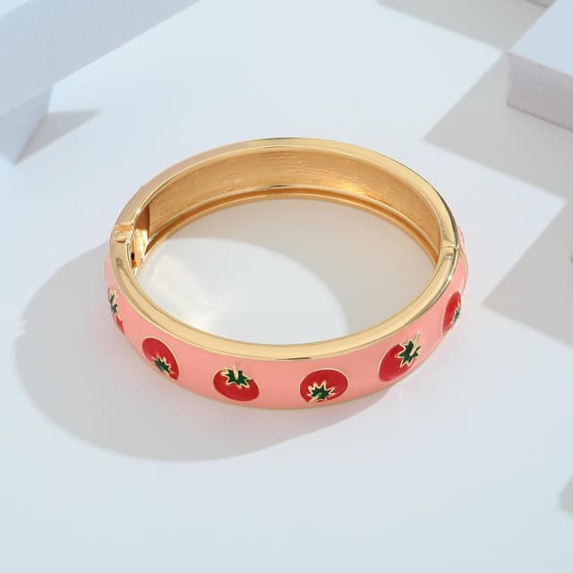 Detalle 2 de TOVABA Damen-Armbandreif mit Emaille im Tomaten-Design – nickelfrei & farbtreu