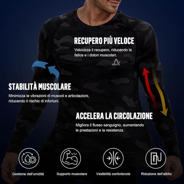 Thumbnail 4 de AMZSPORT Maglia Compressione Lunghe Uomo