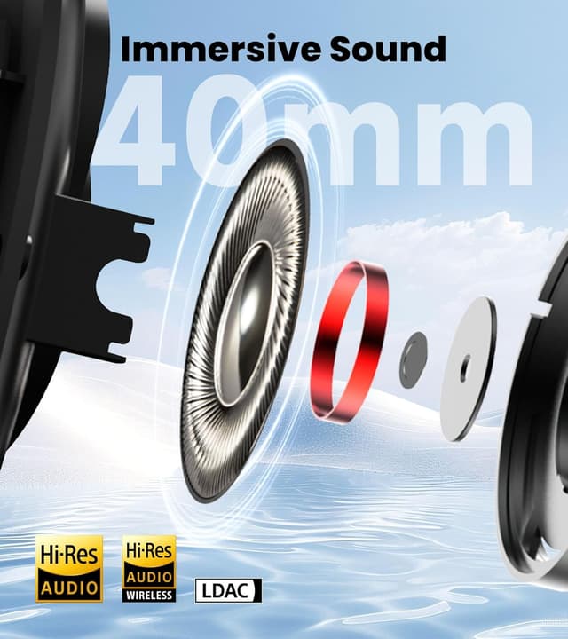 Detalle de Edifier W80 over-ear headphones with -49dB hybrid active noise cancelling, LDAC, AI clear calls, multipoint (ivory)