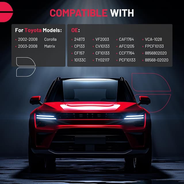 Detalle de BDFHYK Cabin Air Filter w/ Activated Carbon (CF10133) for 2002-2008 Toyota Corolla & 2003-2008 Matrix 1.8L