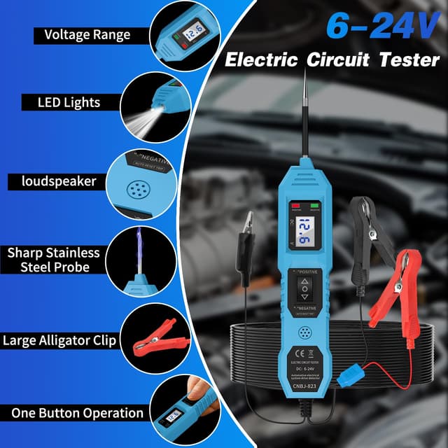 Detalle 2 de Power Circuit Probe Tester Automotive 6V/12V/24V DC Car Electric Circuit Tester (Blue)