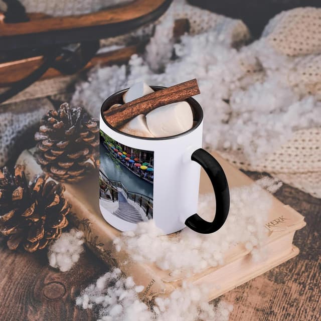 Detalle de 3dRose Adam Jones River Walk & San Antonio River 11oz Two-Tone Black Mug (US44 AJE0039)