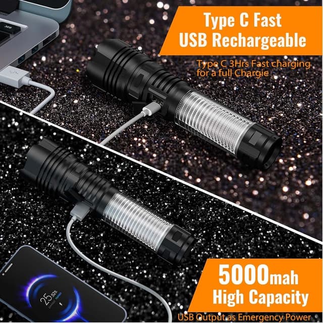 Detalle 2 de Rechargeable LED Flashlight 2000 lumen ⚡