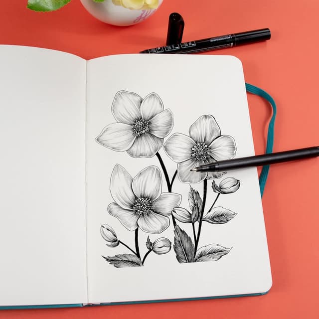 Detalle 2 de STATIONERY ISLAND Notizbuch A5 Blanko mit Hardcover, 180 Seiten (180 g/m²) & 2 Lesebändchen – Dunkelblau