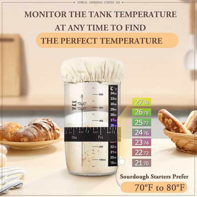 Thumbnail 4 de zunmial Sourdough Starter Jar 680 ml glass kit 🍞