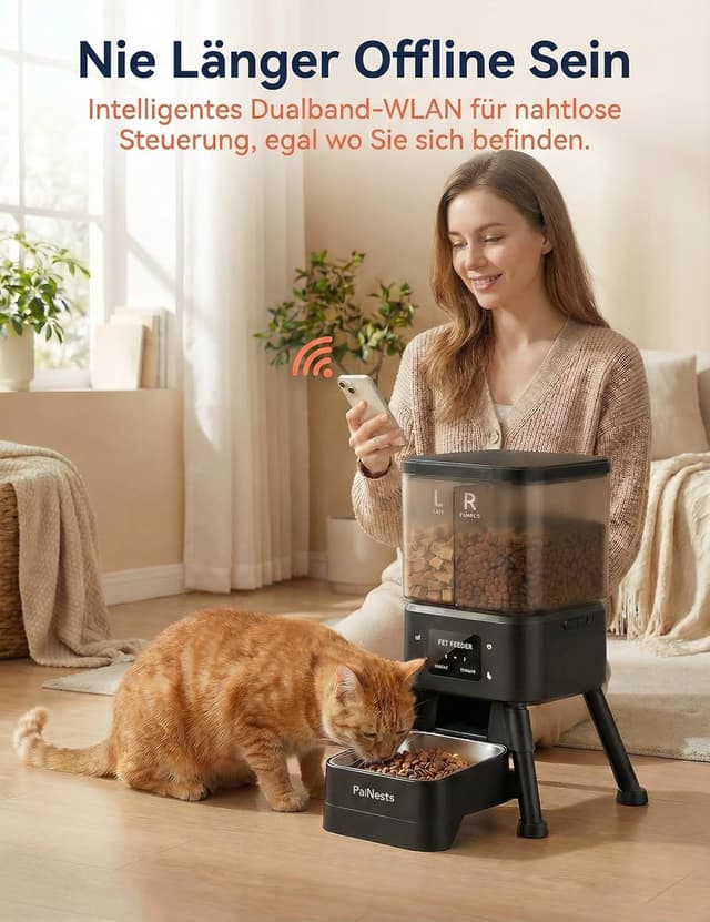 Detalle de PalNests Futterautomat Katze 4L mit WLAN (2,4/5 GHz) & App-Steuerung