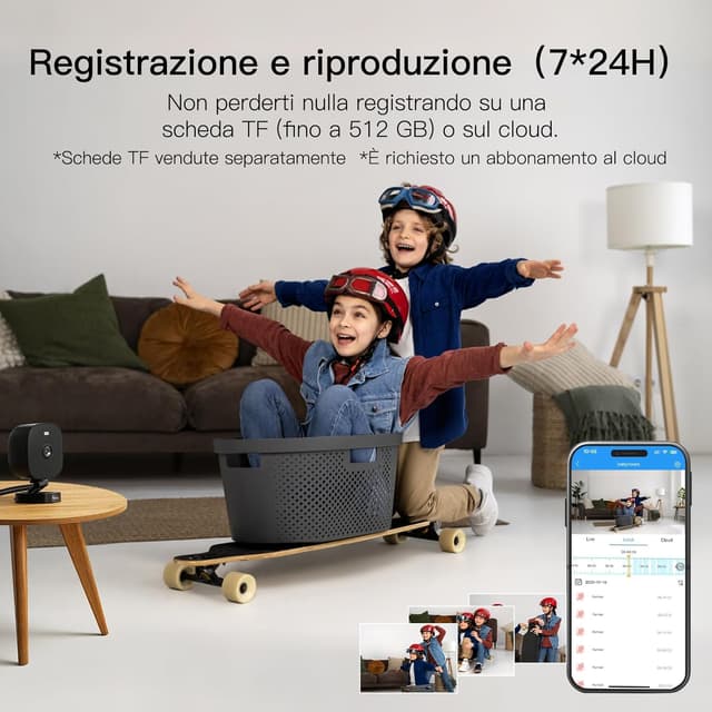 Detalle de VIMTAG VIM TAG 2,5K telecamera Wi‑Fi interna/esterna con 2‑way audio, sirena e visione notturna a colori (2 pezzi)