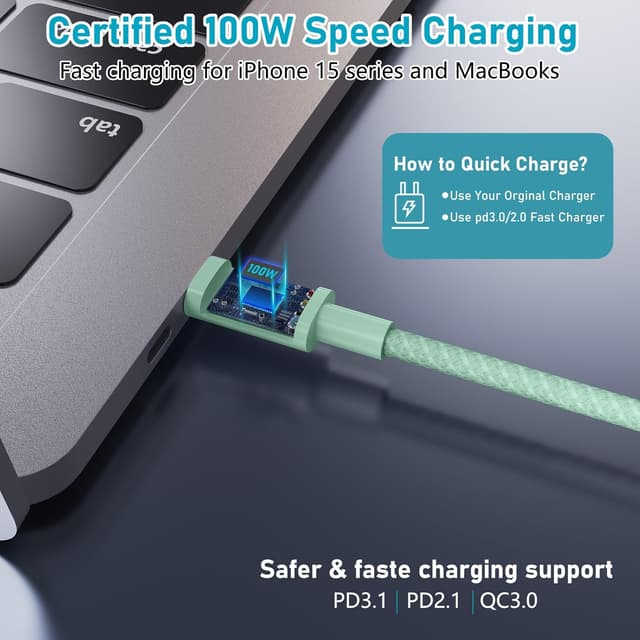 Detalle de USB-C 100W cable, 3m fast charge