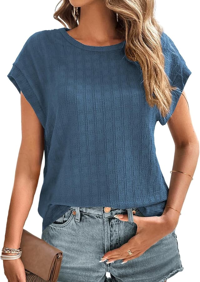 Thumbnail 5 de Cuptacc Damen-T-Shirt/Bluse mit Lochstickerei, Kurzarm und Fledermausärmeln