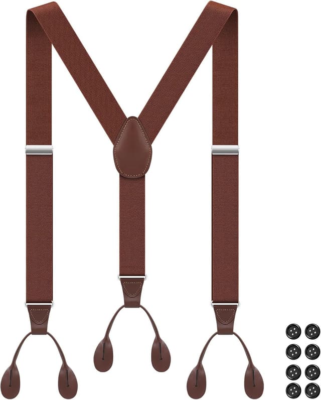 Detalle de Clip Yeah Hosenträger Herren Breit 3,5 cm zum Knöpfen – elastisch & einstellbar für Hochzeit, Party