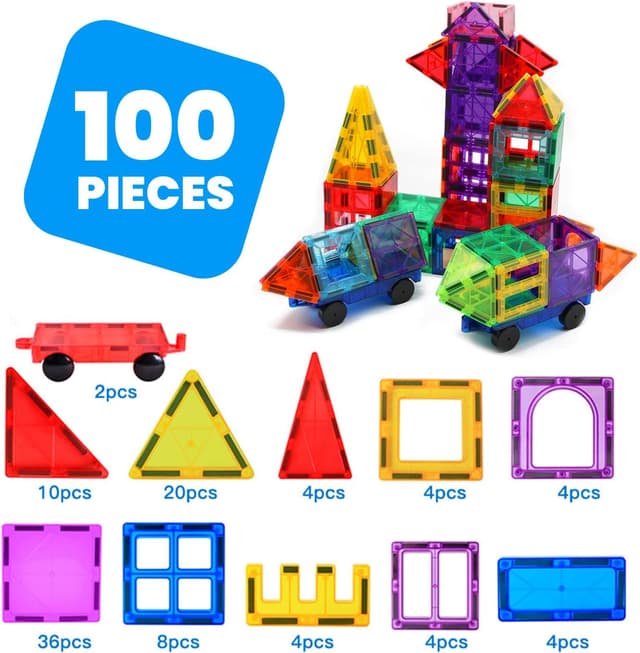 Detalle 2 de NK Bloques Magnéticos 3D para Niños - 100 Piezas 🧩