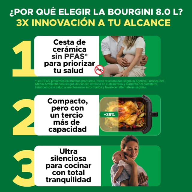 Detalle 2 de Bourgini Health fryer Slim 8 L — freidora sin aceite con cesta cerámica