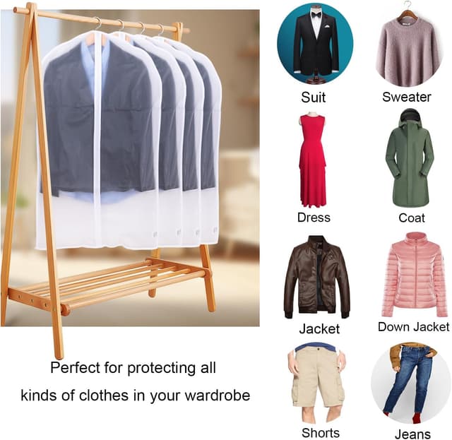 Detalle 2 de Niviy Kleidersack Anzug (6er-Set) – transparente, atmungsaktive Kleiderhüllen mit Reißverschluss, 60x100 cm