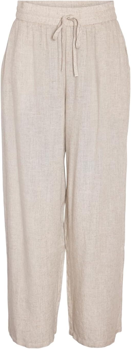 Detalle 1 de Noisy may Weite Relaxed Fit Culotte aus Leinen mit Kordelzug und Taschen – modische Jogging-Optik