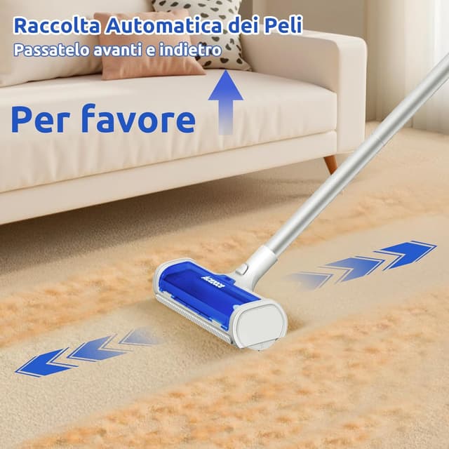 Detalle de ACE2ACE A3 PRO Spazzola rimuovi peli animali per tappeti con manico lungo 1,5 m, blu