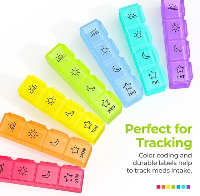 Thumbnail 6 de AUVON 28‑compartment weekly pill organiser for 7 days 💊