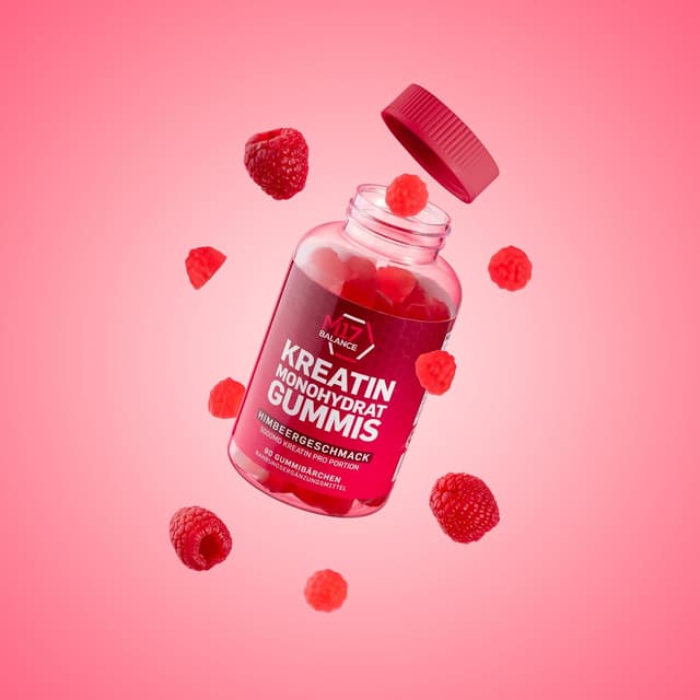 Thumbnail 6 de Creatin Monohydrat Gummibärchen mit 5.000 mg pro Portion – zuckerfreie Kreatin-Gummis vegan & glutenfrei (30 Portionen, Himbeere)