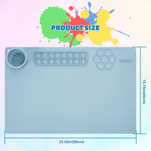 Detalle de Limous Silicone Painting Mat 24" x 16" with Cup Holder and 16-Colour Separator