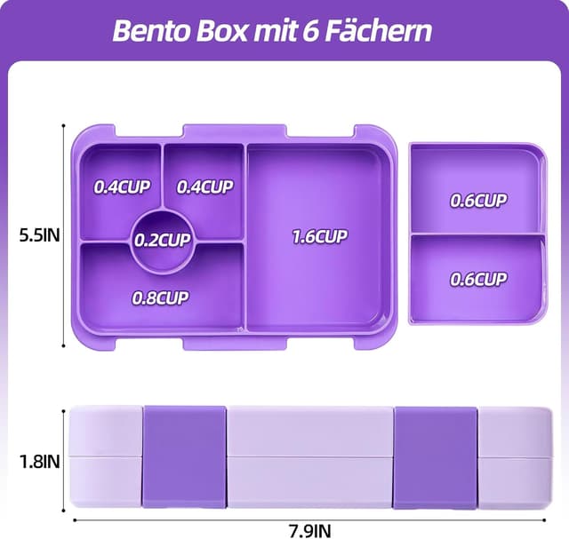 Detalle 2 de QCQHDU Brotdose 6 Fächer für Kinder