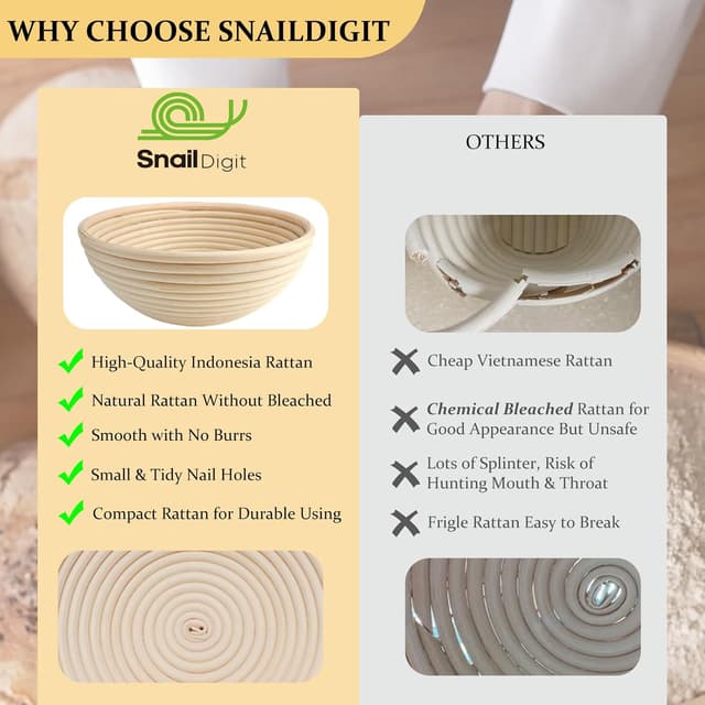 Thumbnail 1 de SNAILDIGIT Banneton 9 Inch Proofing Basket