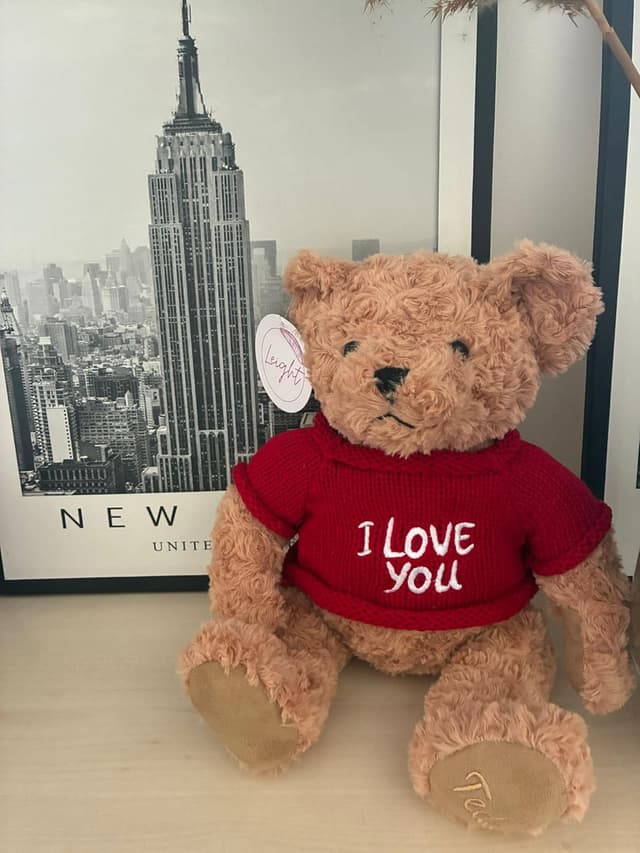 Detalle de LEIGHT Orsacchiotto di peluche rosso “I Love You” con maglioncino morbido, 35 cm