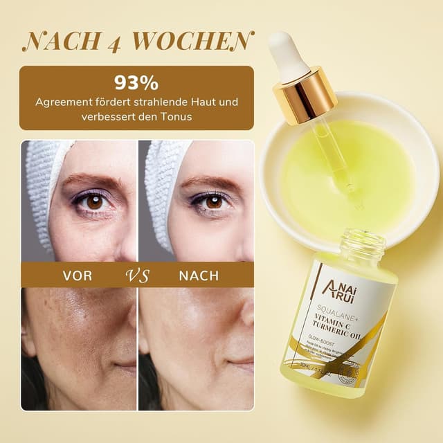 Detalle de ANAiRUi Gesichts-Öl mit Kurkuma, Squalan und Vitamin C (30 ml)
