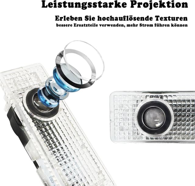 Detalle 2 de Krewua 2er Viererpack Autotür-Projektorlicht für Türlogo (Plug & Play, HD-Projektion)