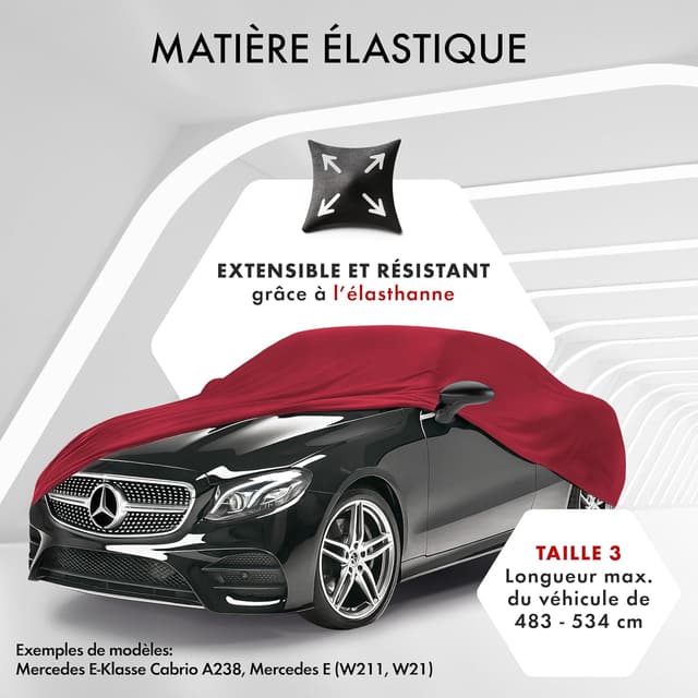 Detalle 2 de WALSER Premium Housse de voiture d’intérieur Indoor Stretch Plus, taille 3, rouge