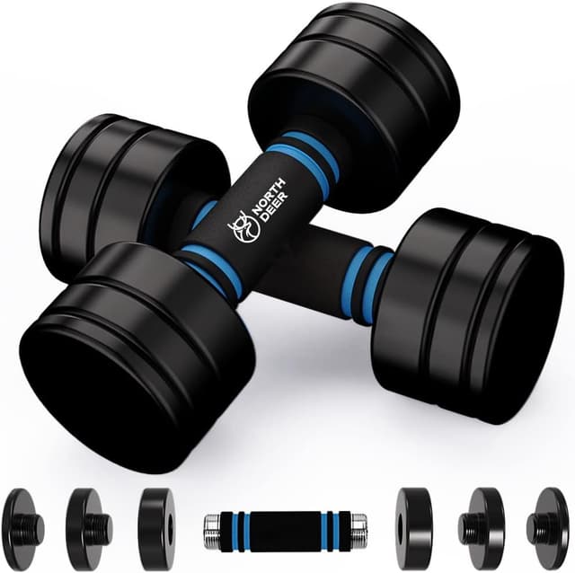 Detalle de Northdeer Steel Ultracompact Adjustable Chrome Dumbbells (2.5kg–25kg) with Foam Handles