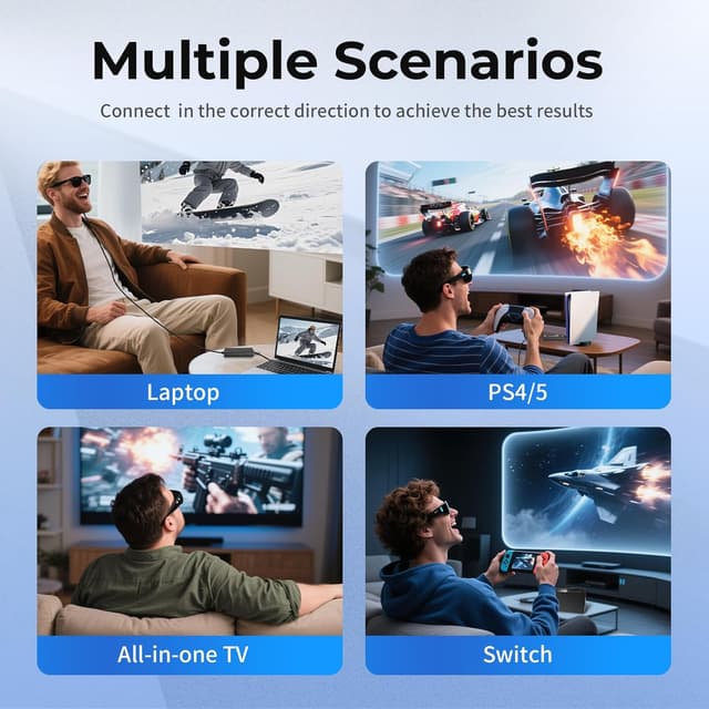 Thumbnail 6 de Guermok HDMI to USB-C Video Display Adapter (4K@60Hz, AR Glasses Hub, 4.9ft cable) for XREAL One/Air 2 Pro/RayNeo/Rokid & gaming consoles